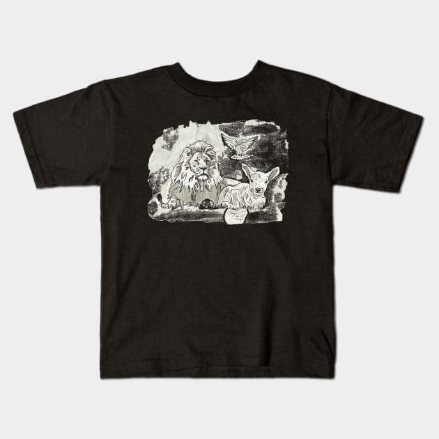 Lion, Lamb, & Dove Kids T-Shirt by BladeAvenger